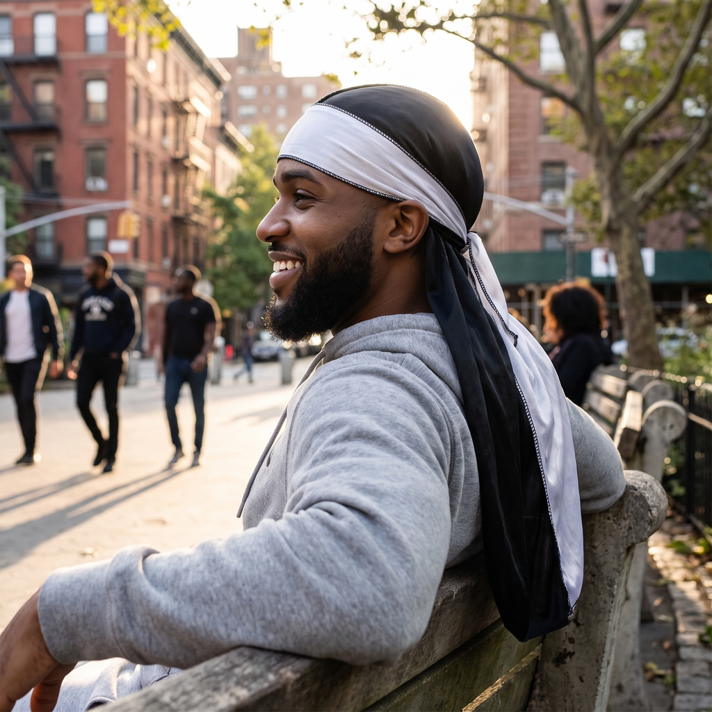 Silky Two-Tone Longtail Durag lifestyle