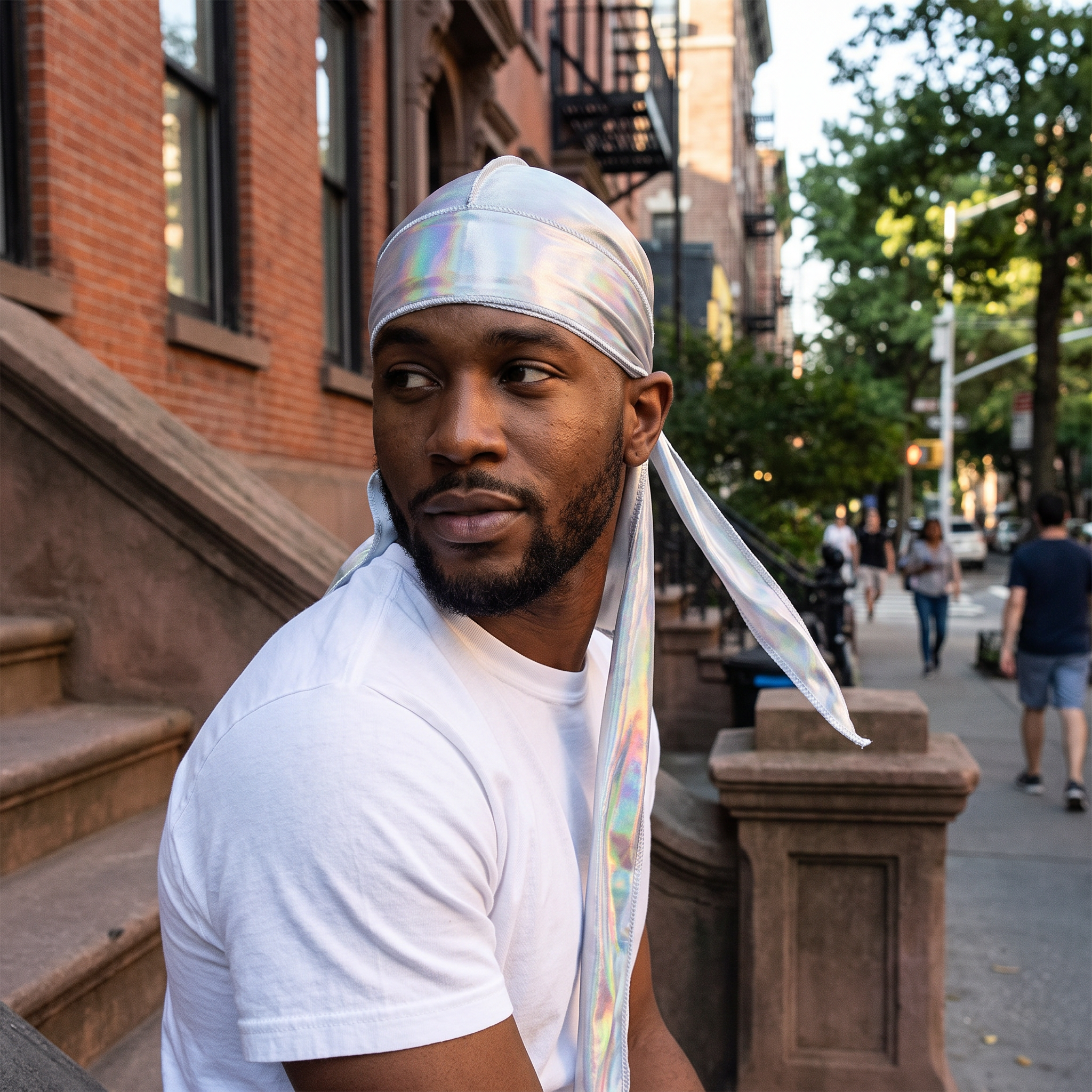 WaveCity Silk Satin Longtail Durag lifestyle